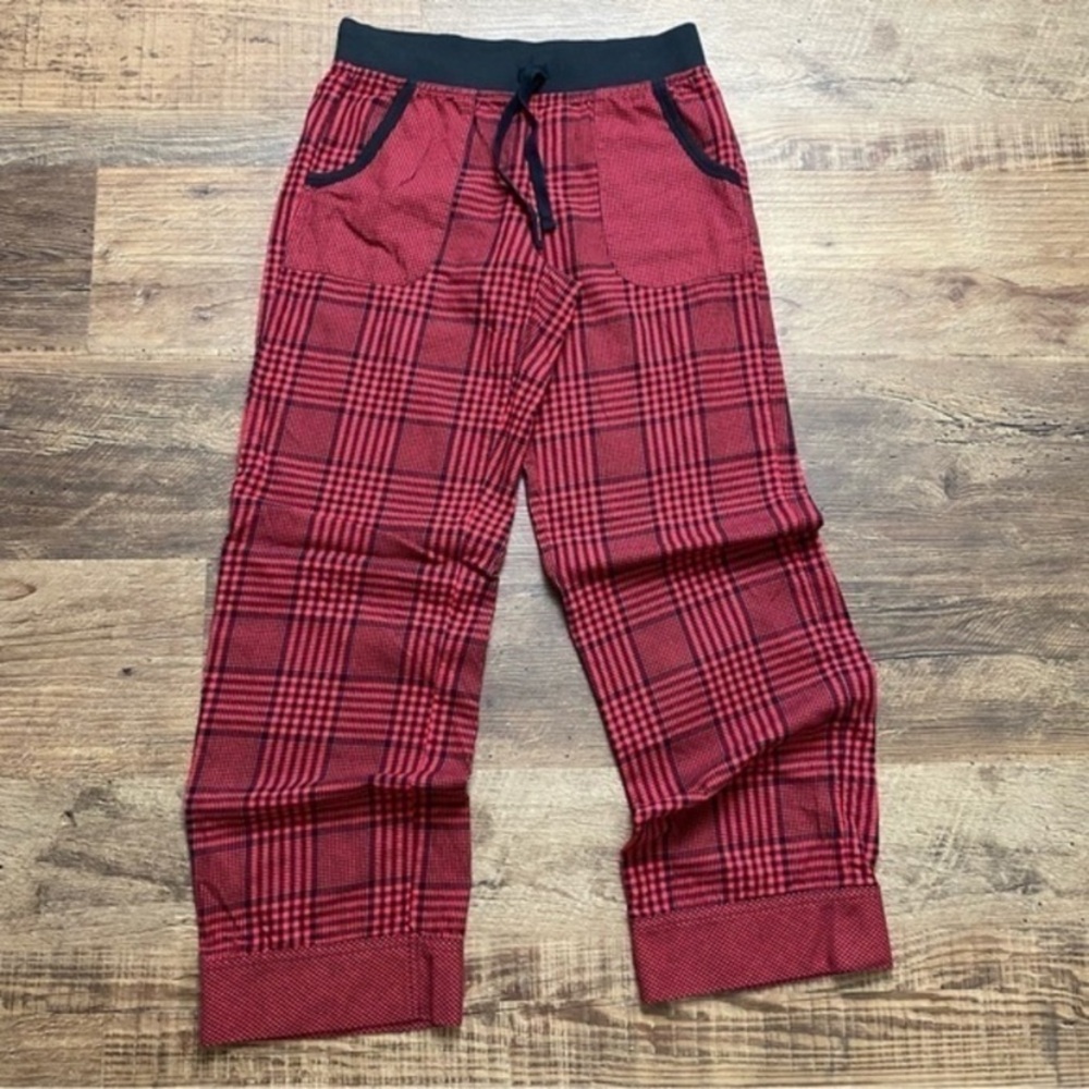 Victoria’s Secret Red Plaid Flannel Lounge Pants with Black Waistband